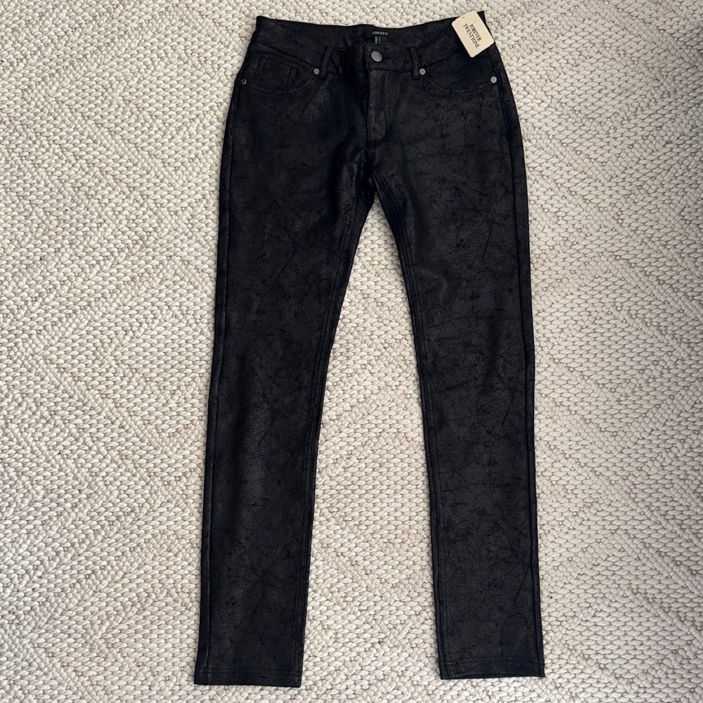 Forever 21 Black Textured “Faux Leather” Pants